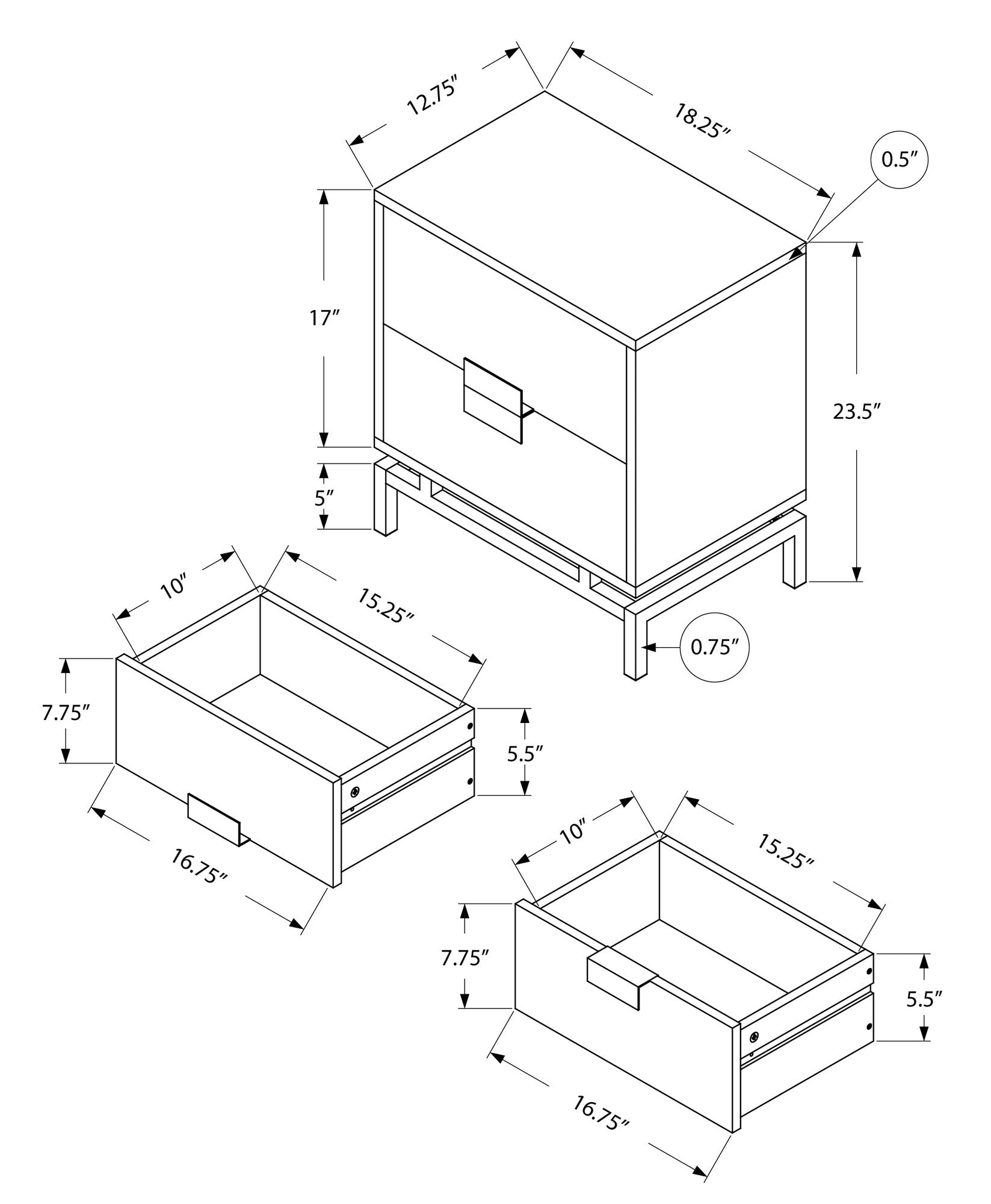 23.5" Particle Board and Chrome Metal Accent Table